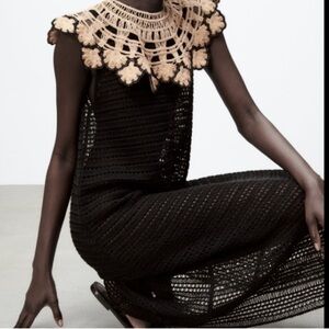 Zara Black and Tan Crochet Dress.